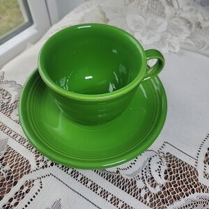 Homer Laughlin Fiestaware Retired Shamrock Coffee/Tea Cup and Saucer USA Fiesta